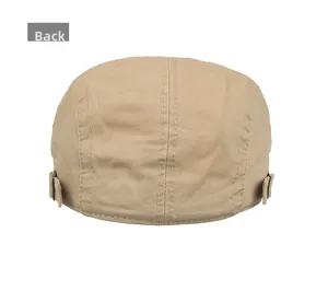 Vue arrière de la casquette plate kaki avec boucles métalliques réglables et coutures