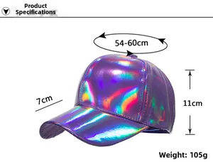 Spécifications de taille pour casquette laser violette avec tour de tête de 54-60cm