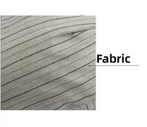 Close-up of grey pinstripe fabric detail showing premium twill weave texture of the hat