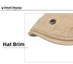 Vue détaillée de la casquette à carreaux beige avec coutures et clous métalliques