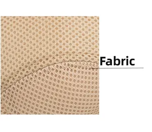 Close-up detail of khaki breathable mesh fabric with honeycomb texture for summer caps