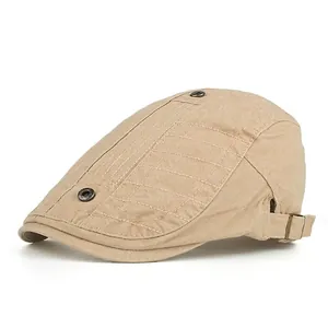Béret Vintage en Coton à Carreaux pour Hommes Femmes Réglable Style Britannique Ivy Flat Cap Retro Plaid Duckbill Chapeau de Soleil