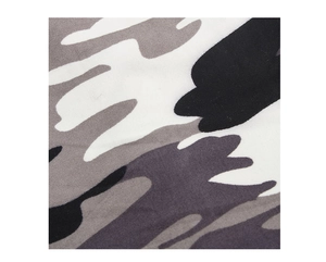 Macro detail of high-quality camouflage print on durable polyester fleece fabric