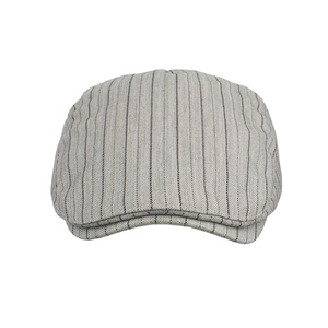 Classic light grey herringbone ivy cap for men with vertical stripes and retro British style