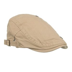 Casquette plate classique en coton kaki avec boucle métallique réglable vue de côté