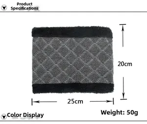 Winter thermal knit snarf with diamond pattern and soft lining, 25cm x 20cm size