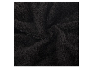Close-up of thick black faux shearling fleece lining for enhanced winter warmth
