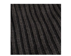Macro shot of dark knit ribbed fabric texture for warm winter beanies and hats