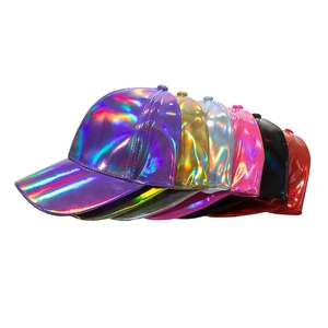 Casquettes de baseball laser holographiques en six couleurs avec finition PU miroir