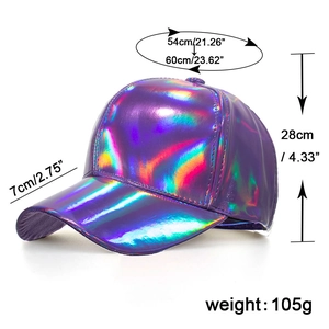 Casquette de baseball laser violette en similicuir avec finition réfléchissante réglable