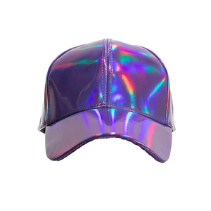 Casquette de baseball laser violette holographique avec fini métallique brillant extérieur