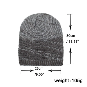 Winter thermal knit beanie hat with mixed color texture, size 30cm by 23cm, weight 105g
