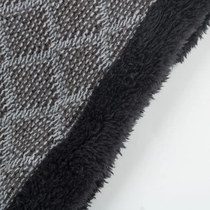Winter thermal neck warmer featuring gray diamond knit and thick black fleece lining