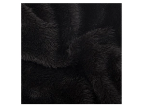 Détail de la doublure en fausse fourrure noire épaisse avec texture pelucheuse douce