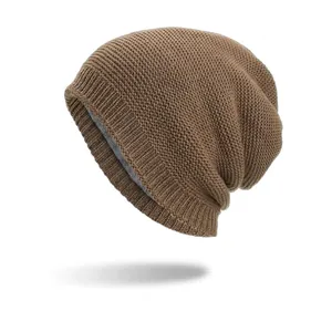 Winter Warm Fleece Lined Knit Beanie Hat For Men Women Slouchy Stretchy Knitted Cold Weather Skull Cap Solid Color Thermal Hat