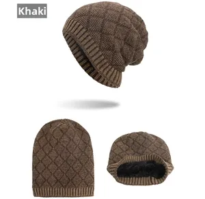 Detailed macro view showing the thick black fleece lining and khaki diamond knit texture