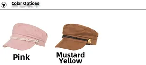 Detail view of pink and ginger vintage newsboy hats with decorative braided straps