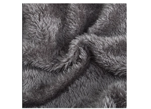 Close-up detail of soft grey faux fur lining for thermal winter knitted beanies