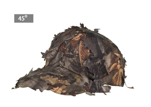 Detail view of the 3D leaf camouflage pattern and fabric texture on a tactical baseball cap