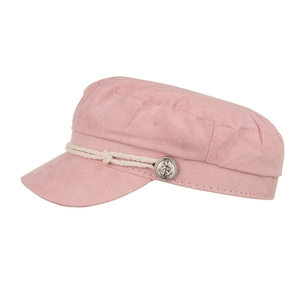 Pink military baker boy hat with braided rope and anchor buttons for women