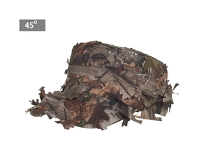 Detail view of 3D bionic leaf camouflage tactical military cap showing 45-degree side angle