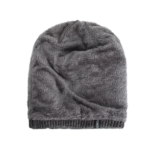 Deep grey knitted beanie with thick fleece lining and black Power label on white background