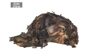 Side view of 3D leaf camouflage hunting hat with realistic laser-cut foliage design