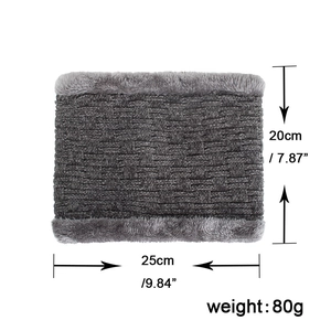 Cache-col thermique en tricot gris foncé avec doublure en peluche pour l'hiver