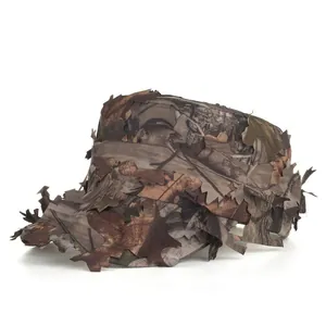 3D Leaf Camouflage Tactical Flat Top Cap For Men Outdoor Hunting Fishing Sunshade Stealth Satin Camo Military Hat