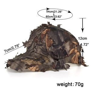 3D leafy camouflage baseball cap for hunting featuring bionic forest leaf patterns