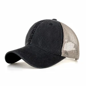 Berretto Trucker in Cotone Lavato Rete Traspirante Regolabile Cappello da Baseball per Uomo Donna Casual All'aperto