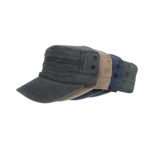 Washed Cotton Flat Top Cadet Cap For Men Vintage Military Style Outdoor Sunshade Breathable Adjustable Utility Hat Khaki Black Navy Army Green