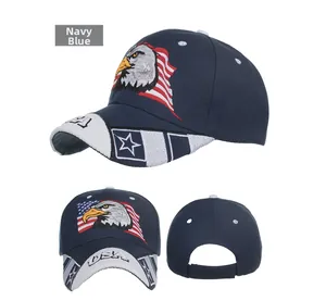 Navyblaue Baseballkappe mit USA-Adler-Stickerei von vorne seitlich und hinten
