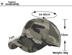 Detailed embroidery on the brim of a camouflage army baseball cap with army patch