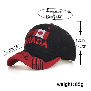 Casquette de baseball Canada classique avec broderie I Heart Canada en rouge et noir
