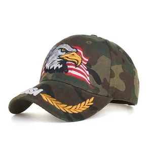 Gorra de Béisbol de Camuflaje Águila Bandera de EE UU Bordado Sombrero Snapback Protección Solar Gorra Deportiva Ajustable Hombre Mujer