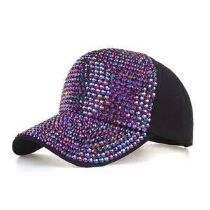 Shiny Rhinestone Baseball Cap For Women Polyester Adjustable Outdoor Sun Hat Fashion Sparkly Bling Bling Snapback Hat