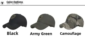 Three colors of embroidered star camouflage baseball caps in black, army green and camo