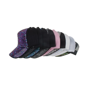 Sparkling rhinestone baseball caps with mesh back in multiple colors for women