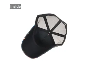 Inside view of sequin mesh baseball cap showing clean stitching and breathable fabric