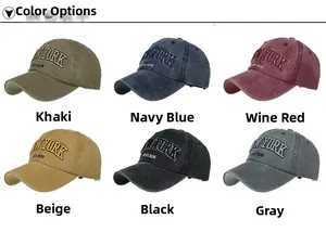 Variety of six colors for the New York washed cotton baseball cap with 1625 embroidery