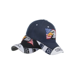 Set aus dunkelblauen und schwarzen Baseballkappen mit Adler- und USA-Flaggenstickerei