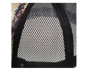 Detail of breathable black mesh and colorful sequins on this stylish baseball cap
