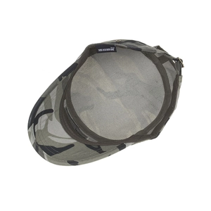 Flat top military cap with jungle camouflage pattern and adjustable metal buckle back