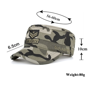 Classic jungle camouflage flat top army patrol hat with embroidered air force logos