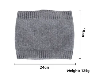 Detailed size specifications for ribbed knit neck warmer with weight and dimensions