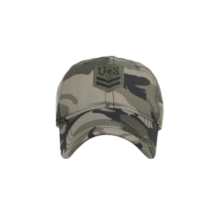 Classic forest camouflage baseball cap with US army embroidery and vintage military style