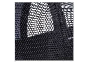 Macro detail of breathable black mesh fabric used for outdoor ponytail baseball caps