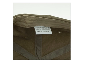 Detail of 100% cotton washed baseball cap interior with quality stitching and washing label