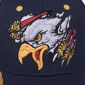 Navy blue baseball cap featuring detailed USA eagle head embroidery on twill cotton fabric